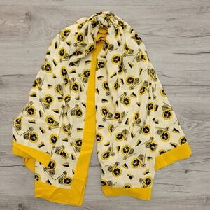 3 / $30 Magaschoni Silk Scarf Compass Captain‎ Hat Print Yellow Trim Lightweight